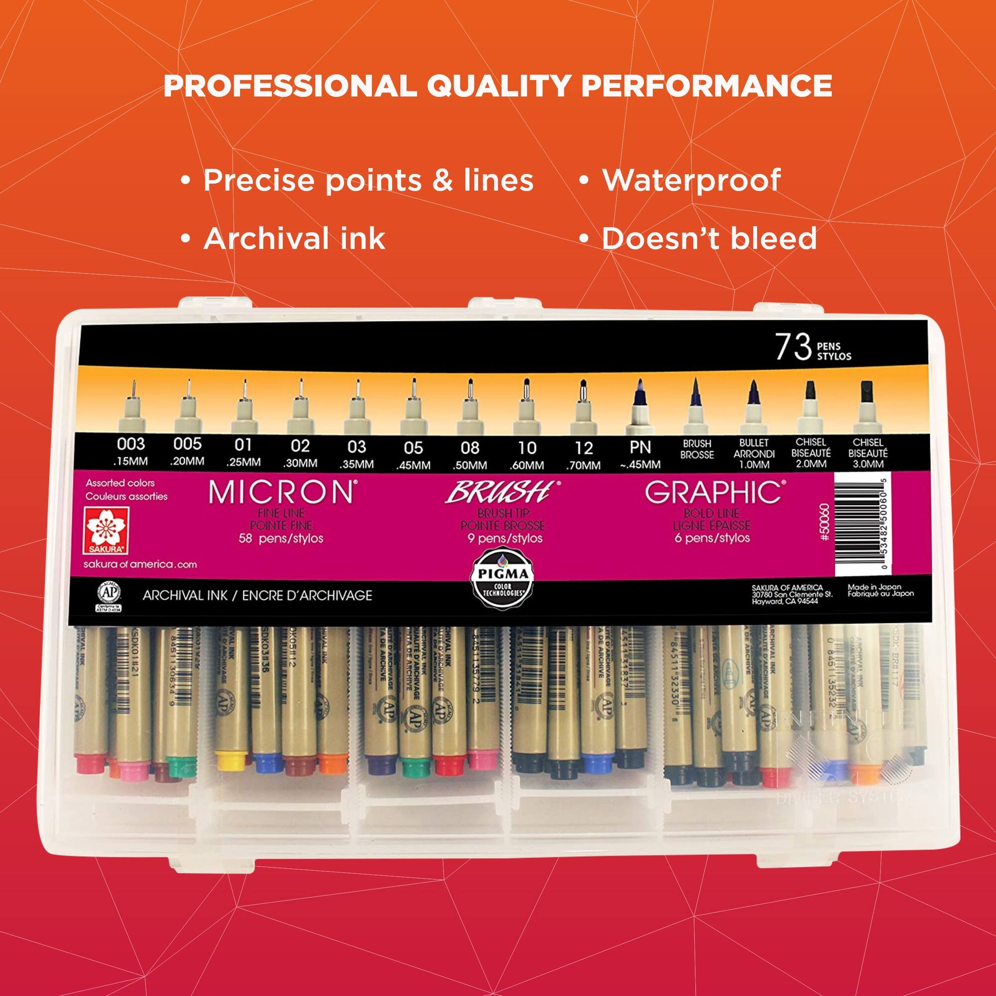 Pigma® 73 Pen Set with Reusable Storage Case